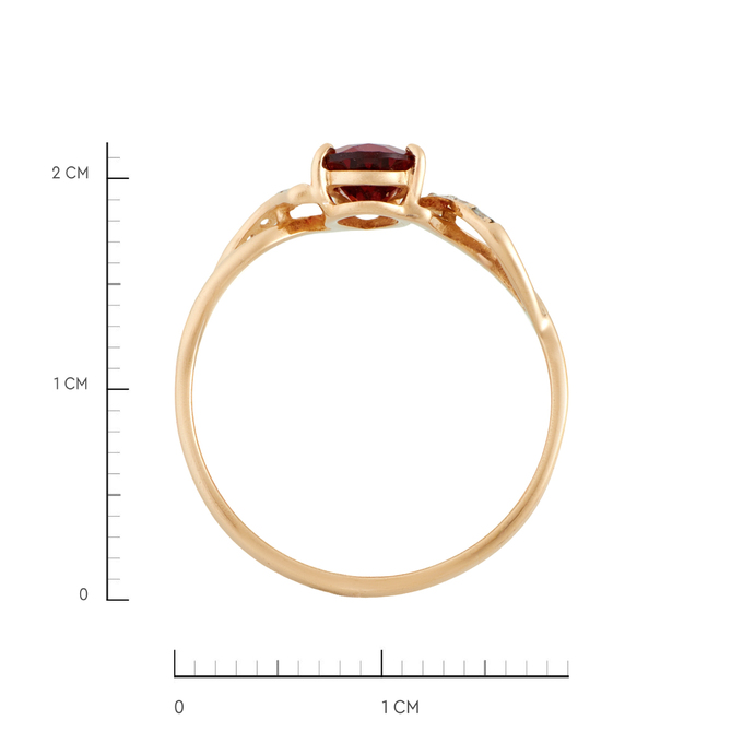 Кольцо из золота 585 пробы c гранатом и фианитами, Л 6103 2037 за 15040