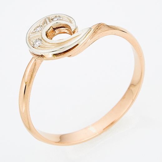 Кольцо из комбинированного золота 585 пробы c 3 бриллиантами Л54044940 фото 1