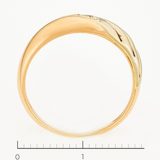 Кольцо из комбинированного золота 585 пробы c 3 бриллиантами, Л60014320 за 10325
