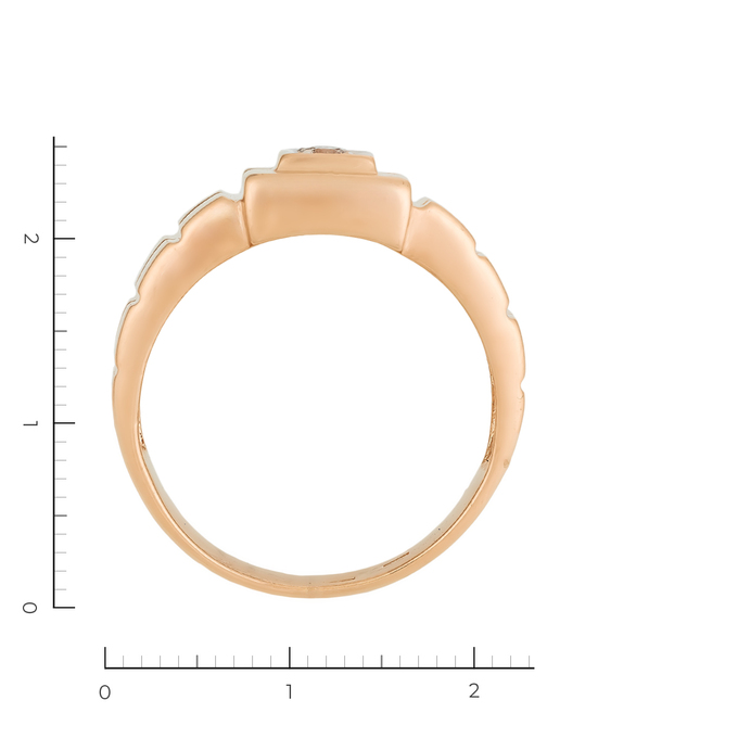 Кольцо из комбинированного золота 585 пробы c 1 бриллиантом