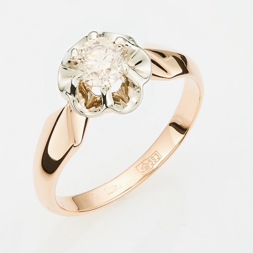 Кольцо из комбинированного золота 583 пробы c 1 бриллиантом Л25072332 фото 1