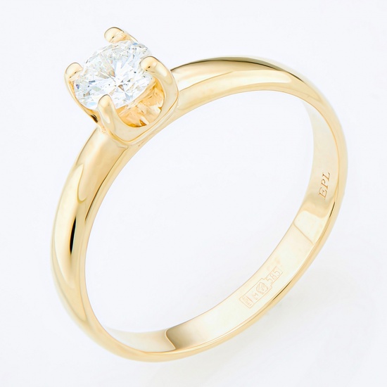 Кольцо из желтого золота 585 пробы c 1 бриллиантом, Л09096842 за 62368