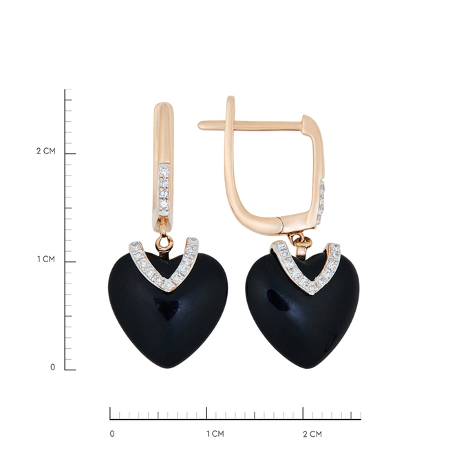 Серьги из золота 585 пробы c бриллиантами и ониксами, К 0000 4182 за 43000