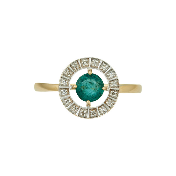 Кольцо из золота 585 пробы c изумрудом и бриллиантами, Л 6002 5465 за 30300