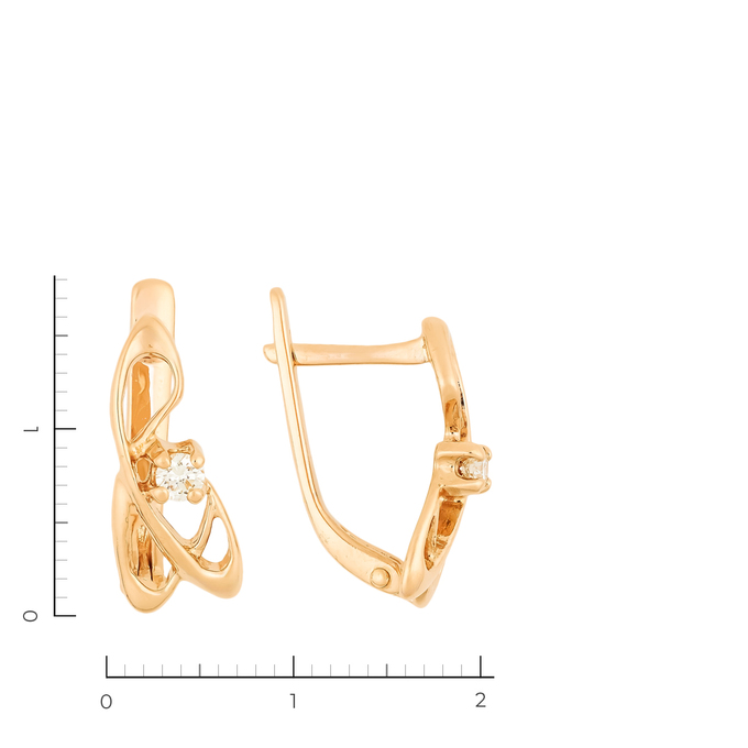 Серьги из золота 585 пробы c 2 бриллиантами, К 0000 1497 за 42000