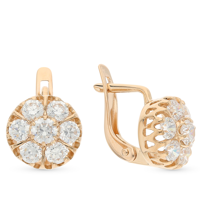 Серьги из золота 585 пробы c фианитами