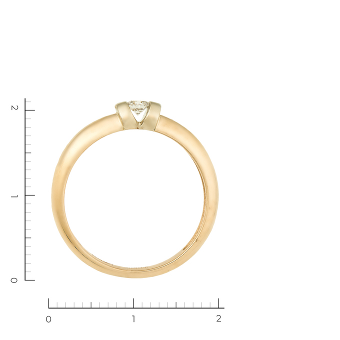 Кольцо из комбинированного золота 585 пробы c 1 бриллиантом, Л 7600 7648 за 34900