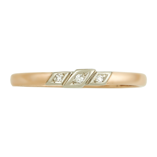 Кольцо из комбинированного золота 583 пробы c 3 бриллиантами, Л54003632 за 8100