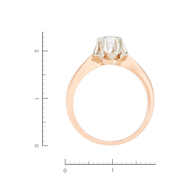 Кольцо из комбинированного золота 583 пробы c 1 бриллиантом, Л 3207 4239 за 59500