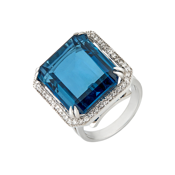 Кольцо из золота 750 пробы c топазом Лондон и бриллиантами, Л 2811 3532 за 170000