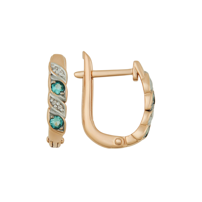 Серьги из золота 585 пробы c изумрудами и бриллиантами, Ц О007 0923 за 20400