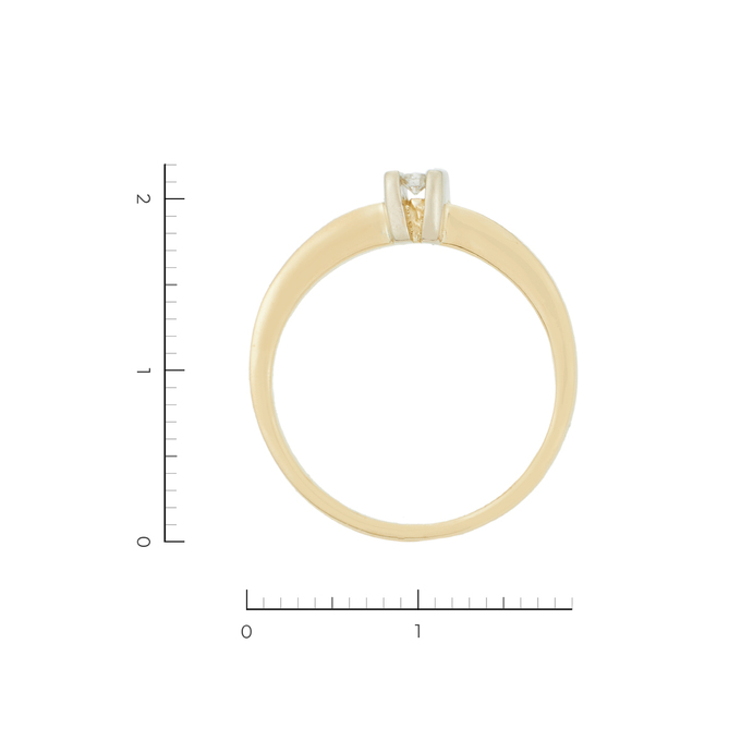 Кольцо из комбинированного золота 585 пробы c 1 бриллиантом, Л 5402 6096 за 18300