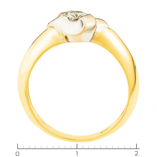 Кольцо из комбинированного золота 750 пробы c 1 бриллиантом, Л28082246 за 34000
