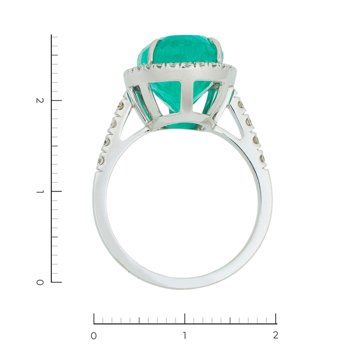 Кольцо из белого золота 750 пробы c 63 бриллиантами и 1 изумрудом, Л 2807 9475 за 450000