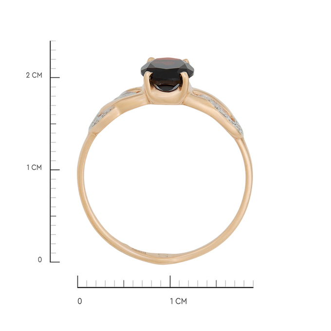 Кольцо из золота 585 пробы c гранатом и фианитами, Л 1911 8731 за 21680
