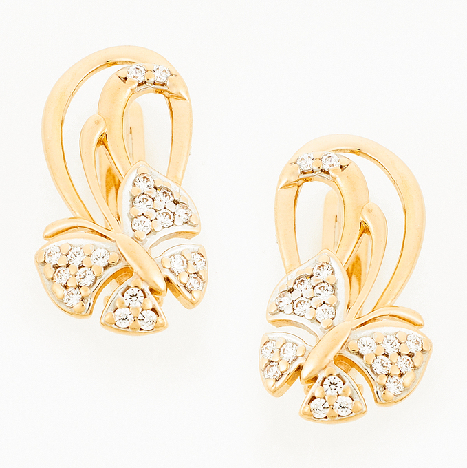 Серьги из золота 585 пробы c фианитами
