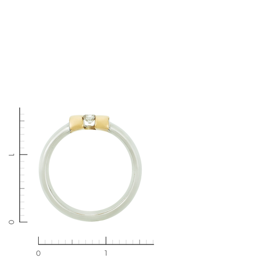 Кольцо из комбинированного золота 585 пробы c 1 бриллиантом, Л57030455 за 25140