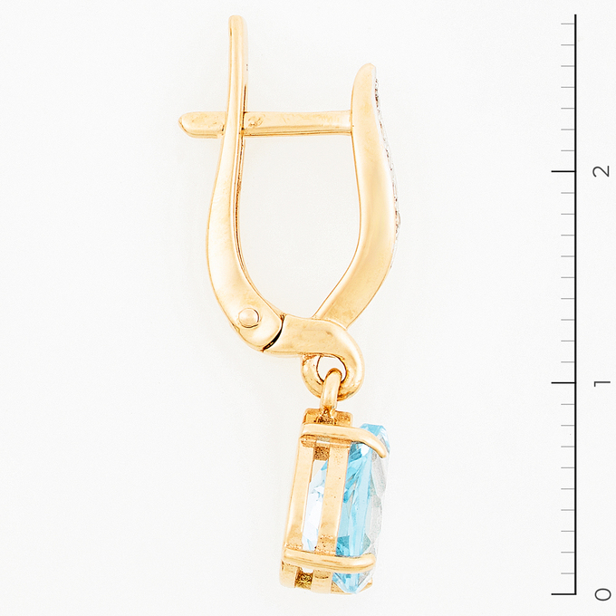 Серьги из золота 585 пробы c фианитами и 2 топазами