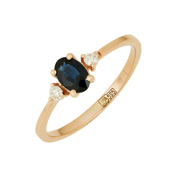 Кольцо из золота 585 пробы c сапфиром и бриллиантами, Л 4505 6922 за 27200