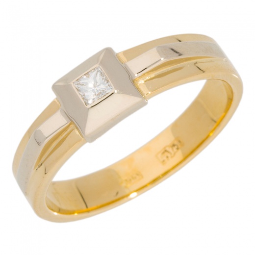 Кольцо из комбинированного золота 750 пробы c 1 бриллиантом Л36022682 фото 1
