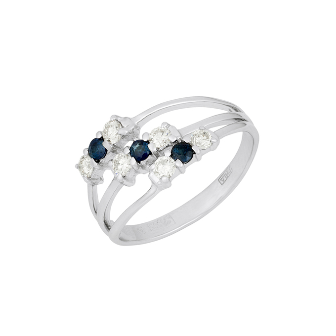 Кольцо из золота 585 пробы c бриллиантами и сапфирами, Л 6002 5426 за 42000