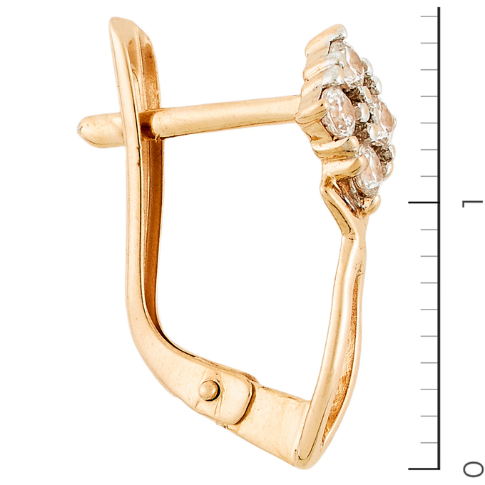 Серьги из красного золота 585 пробы c фианитами