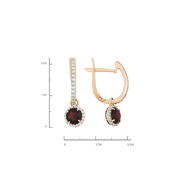 Серьги из золота 585 пробы c гранатами и фианитами, Л 2212 5059 за 21600