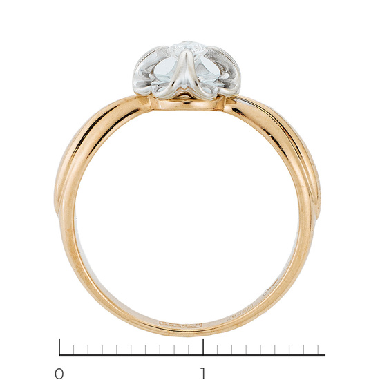 Кольцо из комбинированного золота 585 пробы c 1 бриллиантом, Л24142285 за 18550