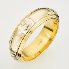 Кольцо из комбинированного золота 750 пробы c 5 бриллиантами, 134301 за 99 050 ₽