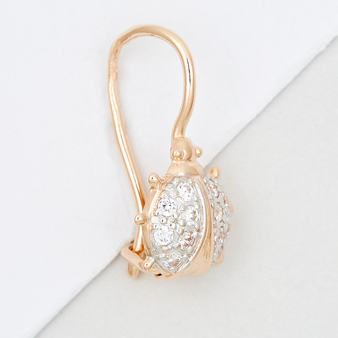 Серьги из красного золота 585 пробы c фианитами