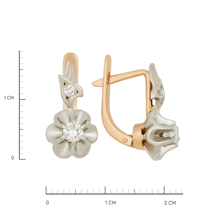 Серьги из золота 585 пробы c бриллиантами