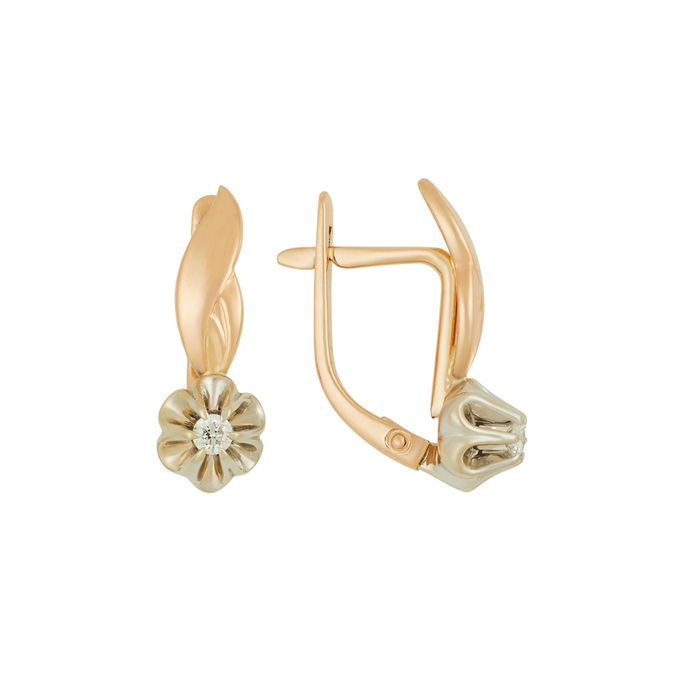 Серьги из золота 585 пробы c бриллиантами, Ц О007 1932 за 46560