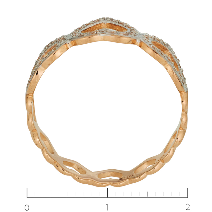 Кольцо из комбинированного золота 585 пробы c 45 фианитами, Л 7601 0457 за 19040