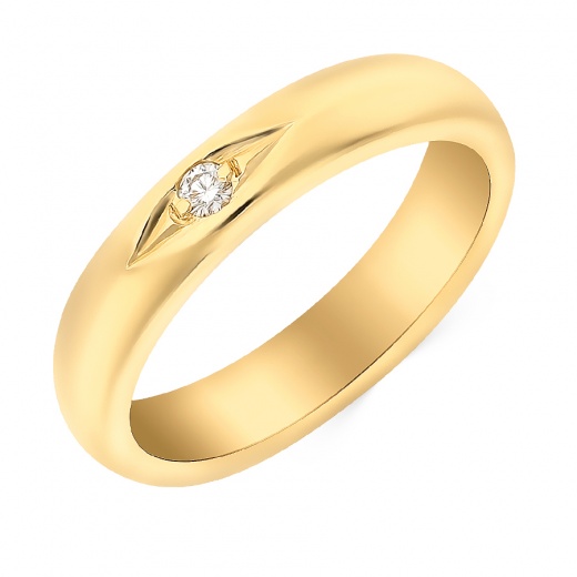 Кольцо обручальное из желтого золота 750 пробы c 1 бриллиантом 035516 фото 1