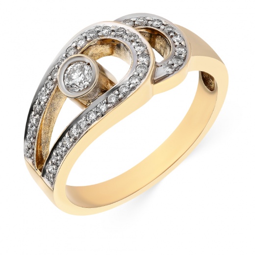 Кольцо из комбинированного золота 585 пробы c 39 бриллиантами Л05101252 фото 1