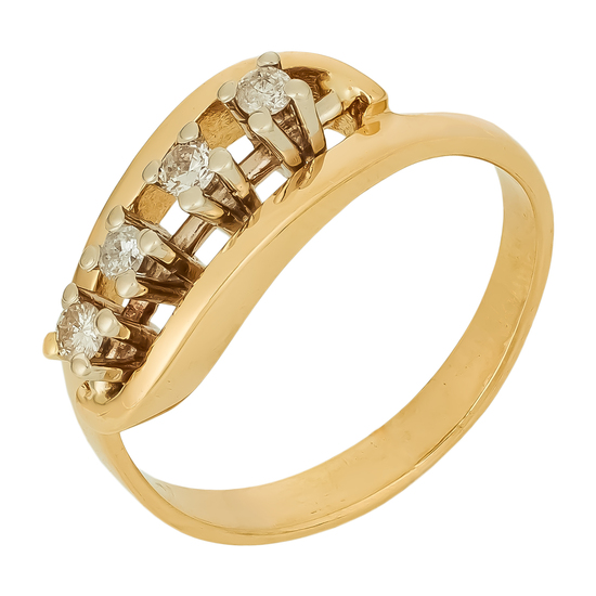 Кольцо из желтого золота 585 пробы c 4 бриллиантами, Л11153915 за 41520