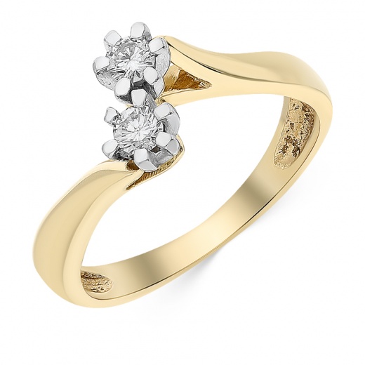 Кольцо из комбинированного золота 585 пробы c 2 бриллиантами Л60004853 фото 1