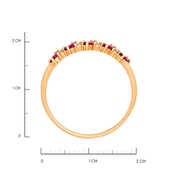 Кольцо из золота 585 пробы c рубинами и бриллиантами, Л 3309 6702 за 31600
