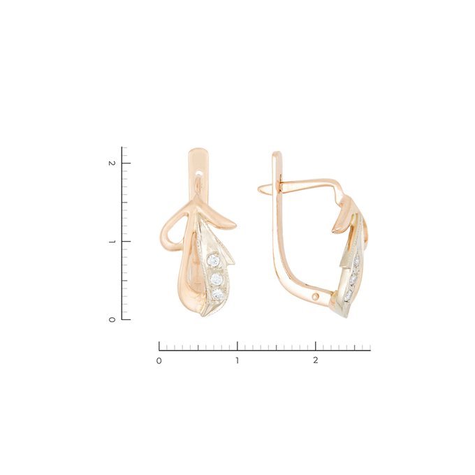 Серьги из золота 585 пробы c 6 бриллиантами, Л 7302 7798 за 42320