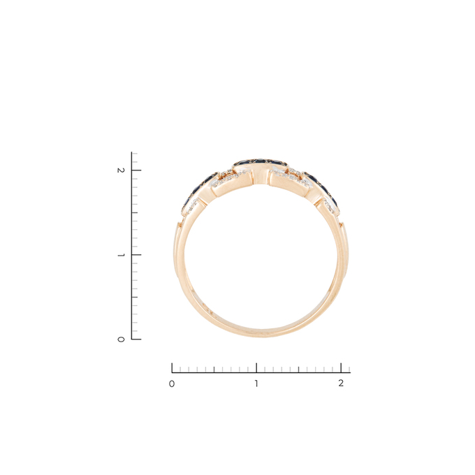 Кольцо из золота 585 пробы c 28 бриллиантами и 9 сапфирами, Л 7302 7509 за 26320