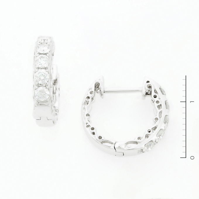 Серьги из белого золота 585 пробы c 10 бриллиантами