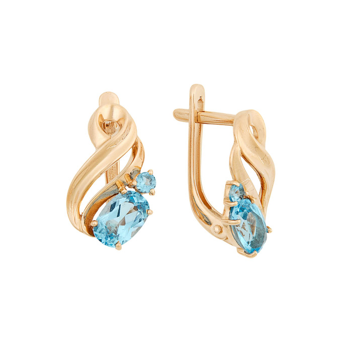 Серьги из золота 585 пробы с топазами, Ц О007 4004 за 24800