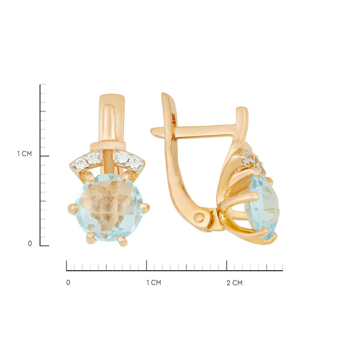 Серьги из золота 585 пробы c топазами и фианитами, Ц О007 2735 за 37900