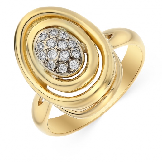 Кольцо из комбинированного золота 750 пробы c 14 бриллиантами 063134 фото 1