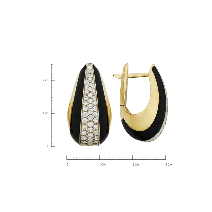 Серьги из золота 750 пробы c 123 бриллиантами и эмалями