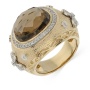 Кольцо из комбинированного золота 585 пробы c 76 упр. огр. бриллиантами и 1 раухтопазом 102741 фото 1