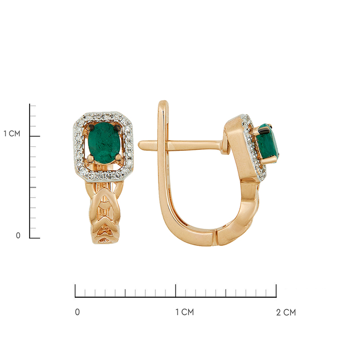 Серьги из золота 585 пробы c изумрудами и бриллиантами, Ц О007 0842 за 37600