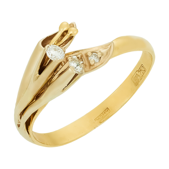 Кольцо из комбинированного золота 750 пробы c 5 бриллиантами, Л28092488 за 42000