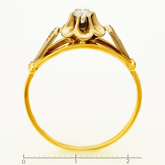 Кольцо из комбинированного золота 750 пробы c 1 бриллиантом, Л33085106 за 33215