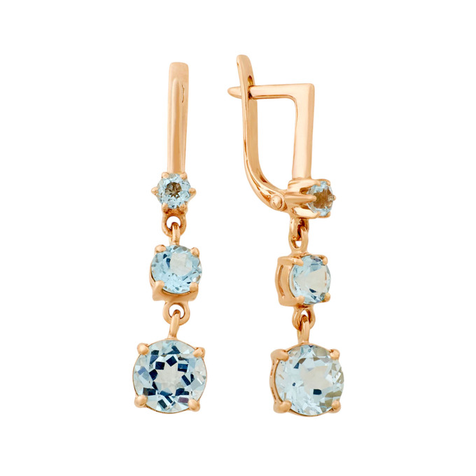 Серьги из золота 585 пробы с топазами, Л 7102 4965 за 61600